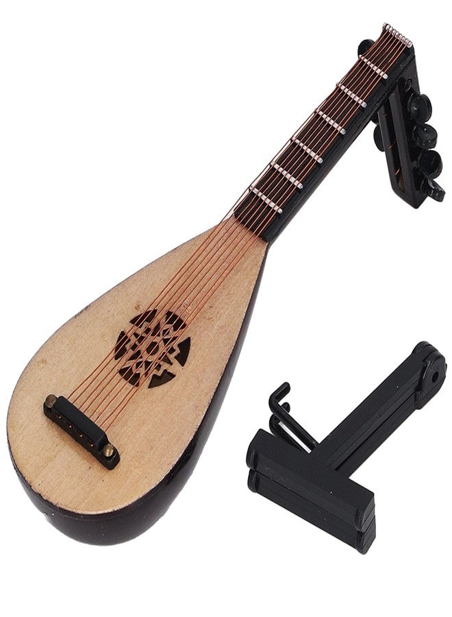 lvifloae Chinese Pipa Model Vintage Style Model Decorations Simulation Pipa Chinese Guitar Stringed Instrument Decorations Doll House Miniature Musical Instruments Mini Lute Wooden Photo Prop - Image 1